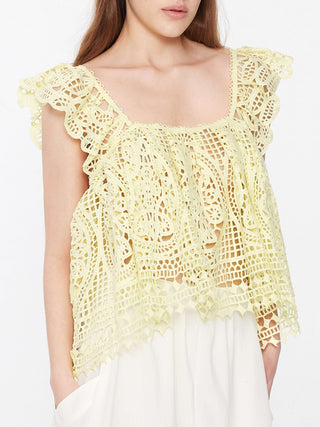 Open Lace Square Neck Flowy Top