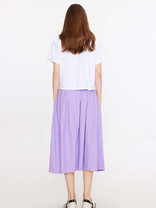 High Waist Pleated Round Cotton Skirt