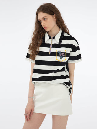 Bone and Bow Embroidered Striped Shirt