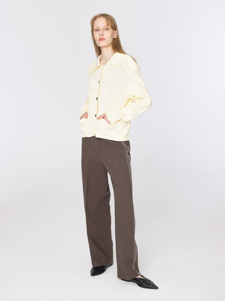 High Waisted Straight Leg Casual Trousers
