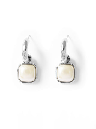 Silver High-End Square Pearl Earrings
