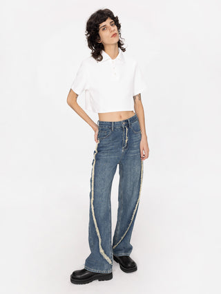 Oversized Cropped Polo T-Shirt