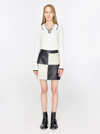 Checkerboard PU Leather Mini Skirt