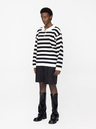 Oversized Striped Polo Sweater