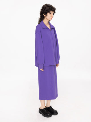 Purple A-line Midi Skirt