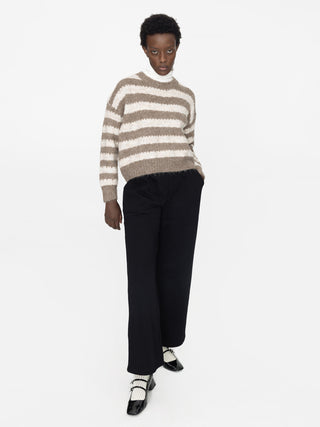 Thick Striped Cropped Fluffy Jumper