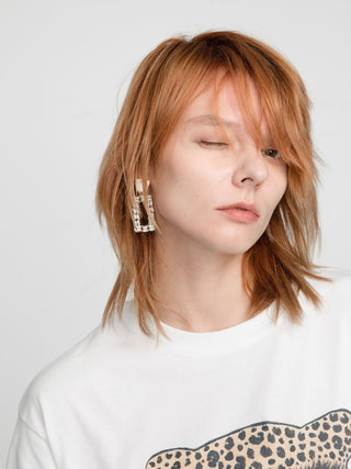 Rectangular Pearl Pendant Earrings