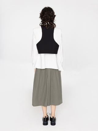 Asymmetric Elasticated Belt Midi Skirt