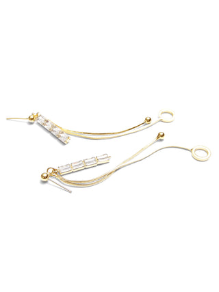 CUBIC Women's Gold Tassel Long Earrings