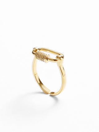 Gold Chain and Micro Stone Open Ring