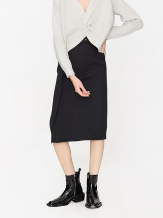 High Waisted Belted Pencil Skirt