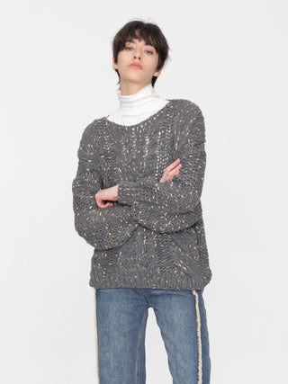 Boat Neck Thick Cable Knit Sweater