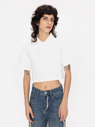 Oversized Cropped Polo T-Shirt
