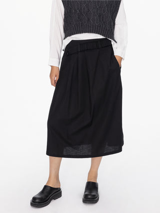 Asymmetric Elasticated Belt Midi Skirt