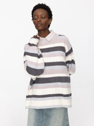 Oversized Striped Crew Knit Sweater