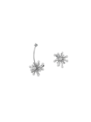 CUBIC Women's Silver Pearl Flower Earrings