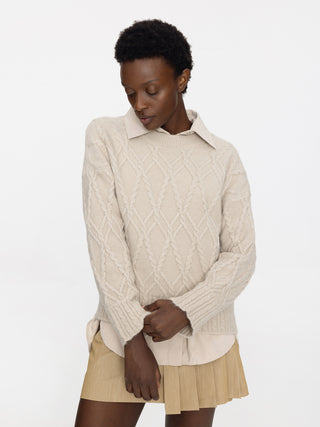 High Neck Twisted Knit Sweater