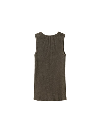 Sleeveless Slitted Thin Knit Top