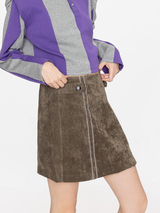 Suede A-line Mini Skirt