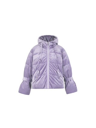 Lavender Velvet Short Down Coat