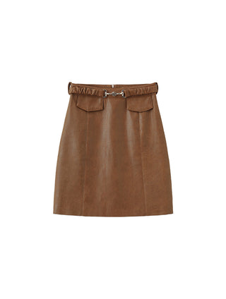 PU Western Style A-line Mini Skirt