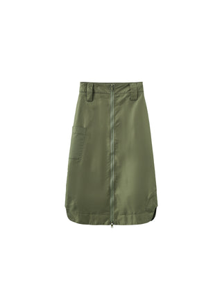Front Zip Military Skirt
