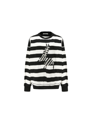 Oversized Zebra Embroidered Sweatshirt