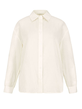 CUBIC Women's Striped Cream Shirt with Cut-Out Back