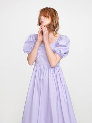 CUBIC Women's French Retro Bubble Sleeve Midi Dress