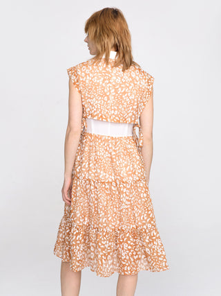 Polka Dot Printed Tiered Midi Dress