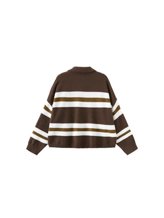 Oversized Striped Polo Knit Sweater