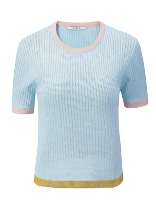 CUBIC Women's Contrast Colour Round Neck Knit T-shirt