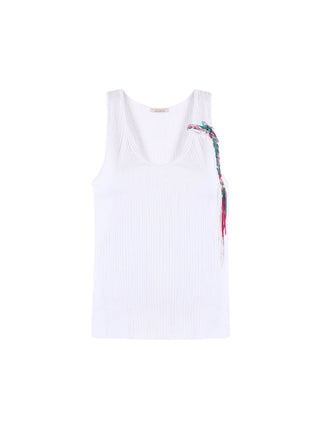 CUBIC Women's Round Neck Sleeveless Top with Tassel
