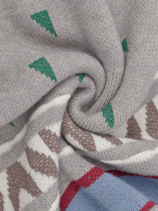Geometric Patterned Jacquard Knit Sweater