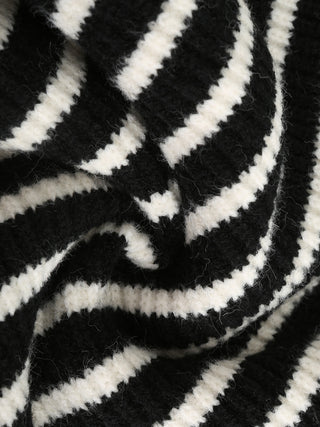 V-Neck Striped Knitted Cardigan
