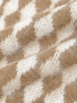 Lozenge Jacquard Long Knit Sweater