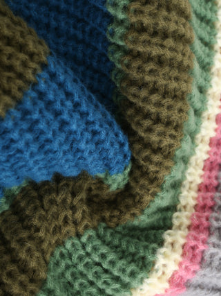 Multi-Coloured Striped Rib Knit Sweater