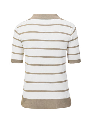 Striped Polo Short Sleeved Knit Pullover