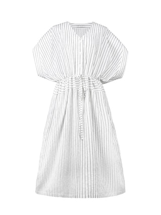 Vertical Striped V-Neck Thin Shirt Dress