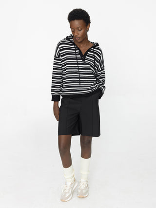 Striped Hood Knit Cardigan