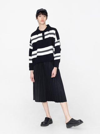 Oversized Striped Polo Knit Sweater
