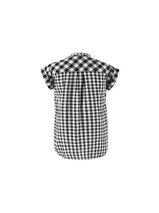 CUBIC Women's Short Sleeve Plaid Cotton Shirt