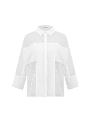 CUBIC Women's Sheer Panelled Slitted Shirt