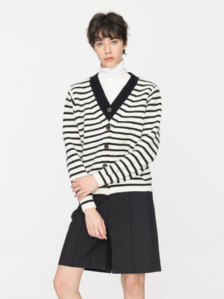 V-Neck Striped Knitted Cardigan