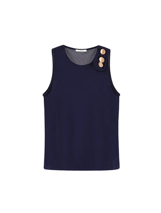 CUBIC Women's Sleeveless Round Neck Buttoned Top