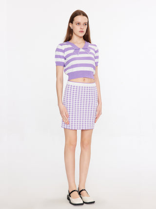 Cropped Striped Knit Top and Mini Skirt