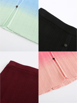 Gradient Buttoned Knit Midi Skirt