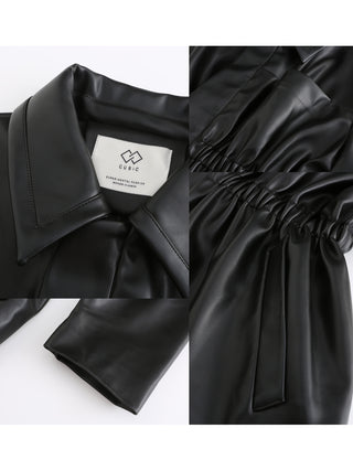 Faux Leather Pleated Cool Jacket