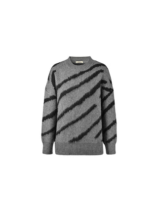 Fluffy Mock Neck Zebra Sweater