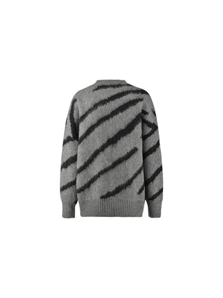 Fluffy Mock Neck Zebra Sweater